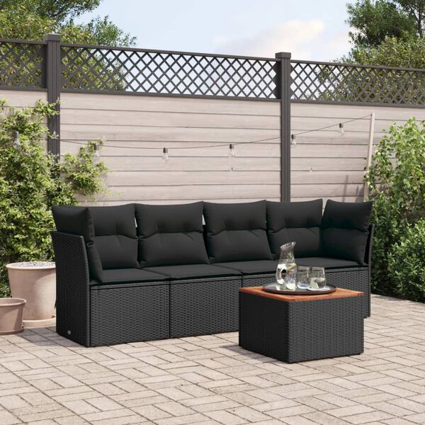 vidaXL Garden Sofa Set Black PE rattan Large Modular Garden Sofa Set