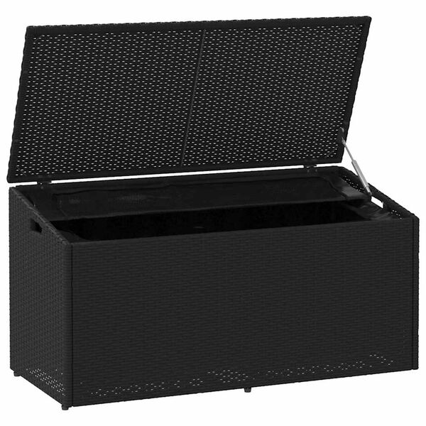 vidaXL Garden Storage Box Black PE Rattan Medium Garden Storage Box