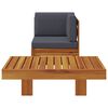 vidaXL Wooden Lounge Set Natural wood, Dark grey cushions