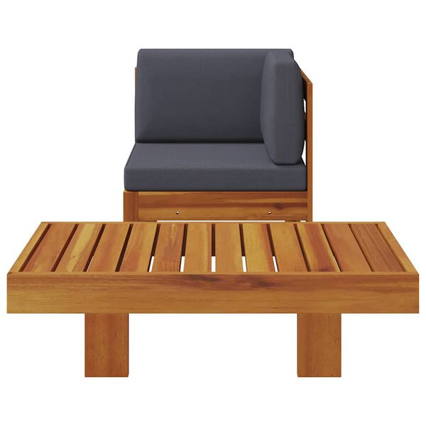 vidaXL Wooden Lounge Set Natural wood, Dark grey cushions