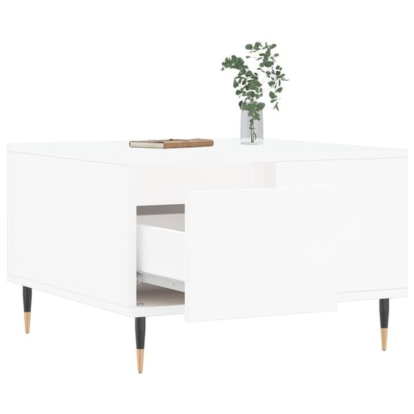 vidaXL Coffee Table White Engineered Wood, Metal Medium Coffee Table