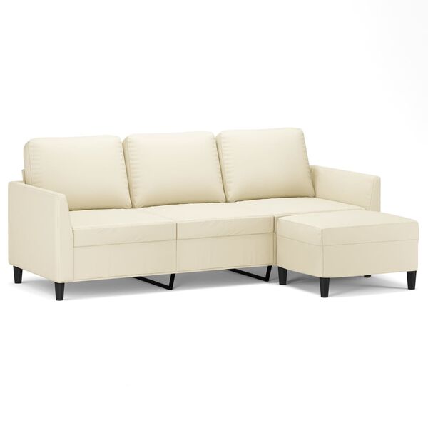 vidaXL 3-seater Sofa With Footstool Cream