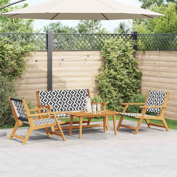 vidaXL Garden Chairs with Table 4 pcs Black 35.4" x 17.7" x 15.7