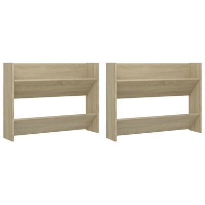 vidaXL Wall Shoe Cabinets 2 pcs Sonoma Oak 31.5"x7.1"x23.6" Engineered Wood