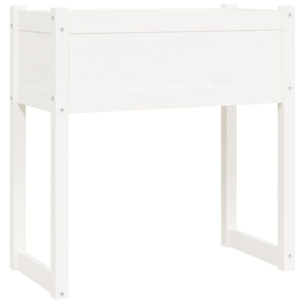 vidaXL Planter White Solid Pine Wood 30.7x15.7x31.9 in Durable Planter