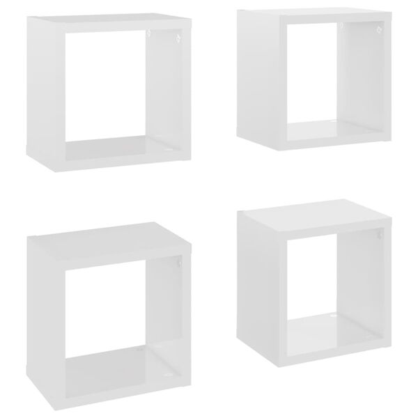 vidaXL Cube Shelf Set of 4 High gloss white Engineered wood Small