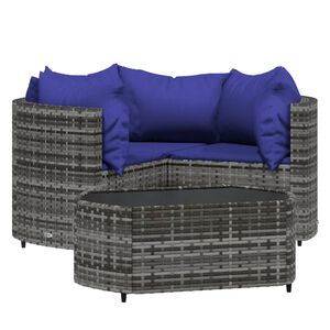 vidaXL Patio Lounge Set Set of 4 Gray PE rattan 4 Piece Set