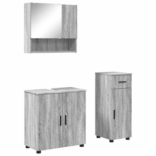 vidaXL Bathroom Furniture Set 3 pcs Grey sonoma Engineered wood
