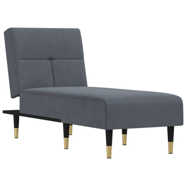 vidaXL Chaise Lounge Dark Grey Velvet (100% polyester), plywood, metal