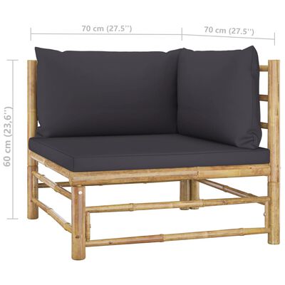 vidaXL 5 Piece Patio Lounge Set with Dark Gray Cushions Bamboo