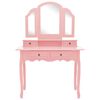 vidaXL Dressing Table Set with Stool Pink 39.4x15.7x57.5" Paulownia Wood