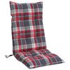 vidaXL Highback Chair Cushion Set of 4 Red Check Pattern