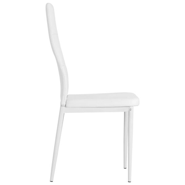 vidaXL Dining Chair Set of 6 White PVC, Wood, Steel Standard Ergonomic