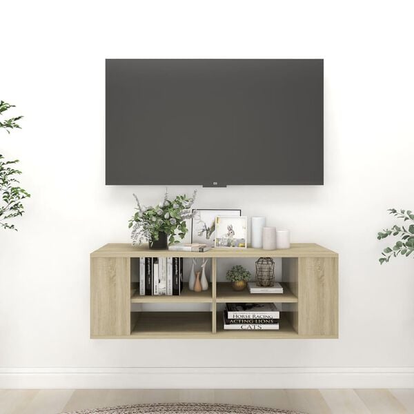 vidaXL Wall-Mounted TV Stand Sonoma Oak 40.2"x13.8"x13.8" Engineered Wood
