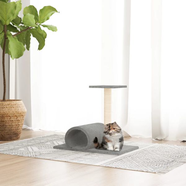 vidaXL Cat Scratching Post Light Grey Engineered wood, plush, sisal