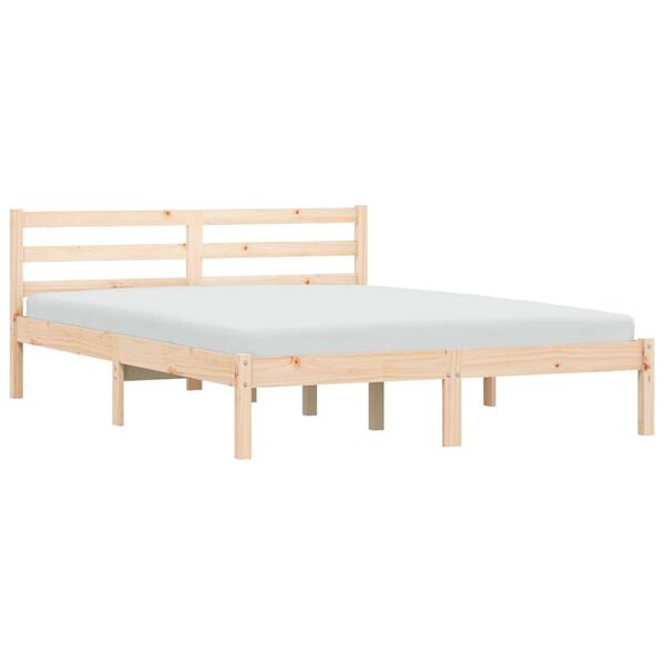 vidaXL Bed Frame Natural 208.6 x 157.6 x 69.4 cm Solid Pine Wood