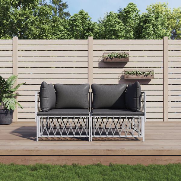 vidaXL Garden Lounge Set White, Dark Grey
