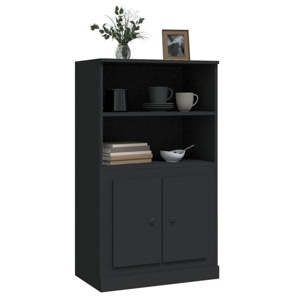 vidaXL Highboard Black Engineered wood Medium Highboard Rectangular