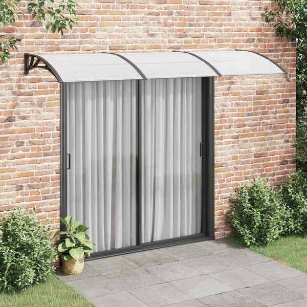 vidaXL Door Canopy Black PC Large Durable Door Canopy Rectangular
