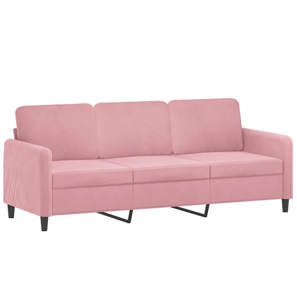 vidaXL 3-Seater Sofa with Footstool Pink 70.9" Velvet