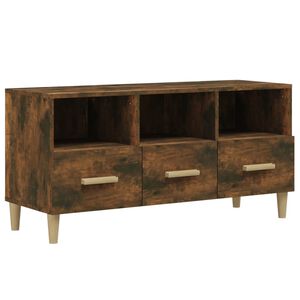vidaXL TV Cabinet Smoked Oak Engineered Wood, Solid Eucalyptus Wood