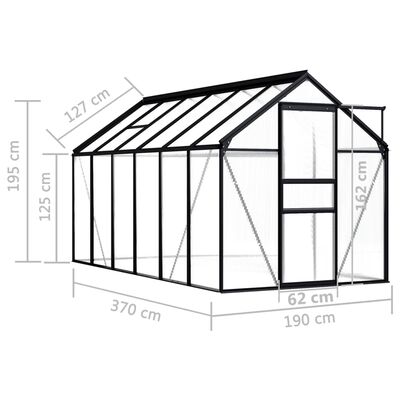 vidaXL Greenhouse Anthracite Aluminum 75.7 ft²
