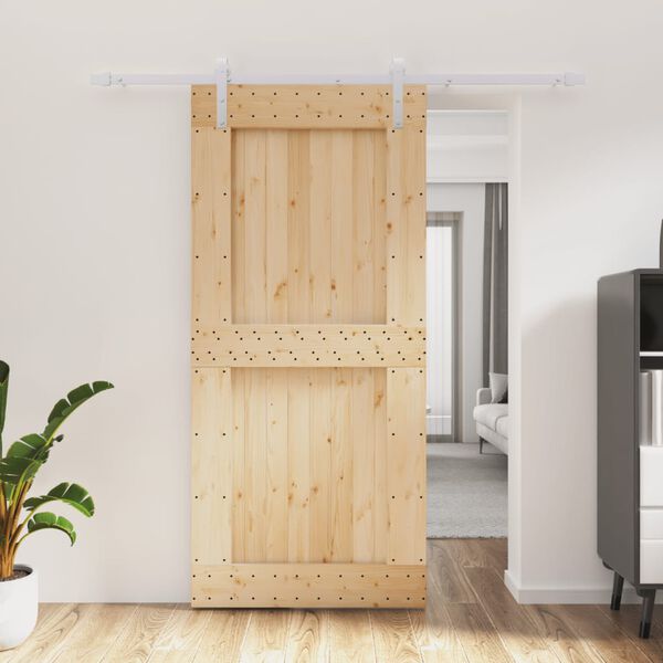 vidaXL Sliding Door with Hardware Set 37.4x82.7" Solid Wood Pine