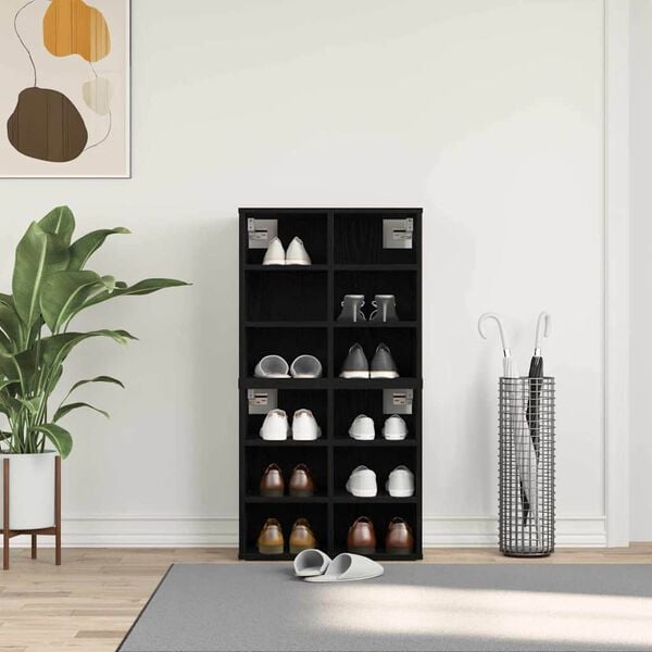 vidaXL Shoe Cabinet 2 pcs Black Oak 20.47 x 11.81 x 19.88 in