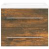 vidaXL Sink Cabinet With Basin Smoked oak, White Engineered wood, Ceramic