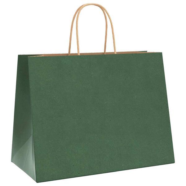 vidaXL Paper Bags 50 pcs with Handles Green 32x17x25 cm