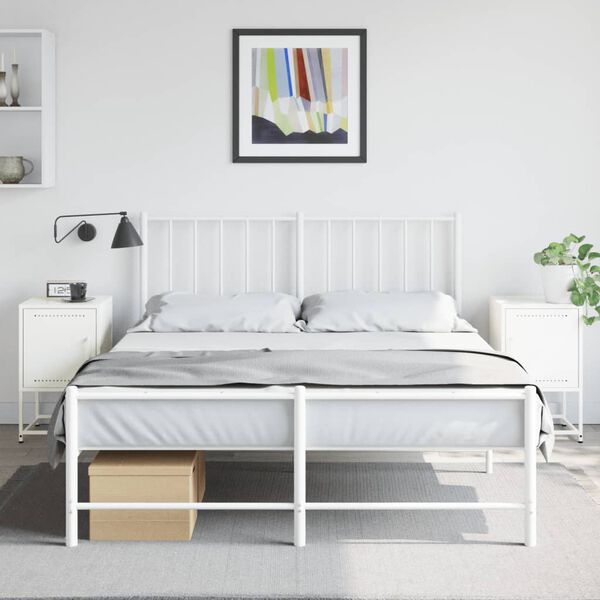 vidaXL Bedside Cabinet Set of 2 White Steel Medium Bedside Cabinet