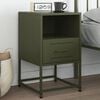 vidaXL Bedside Cabinet Olive Green Steel Compact Bedside Cabinet