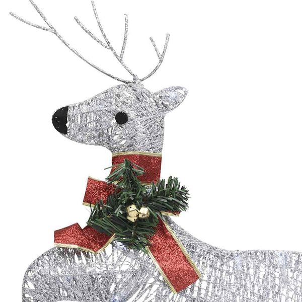 vidaXL Christmas Reindeer Set of 2 Silver Mesh and Metal Medium