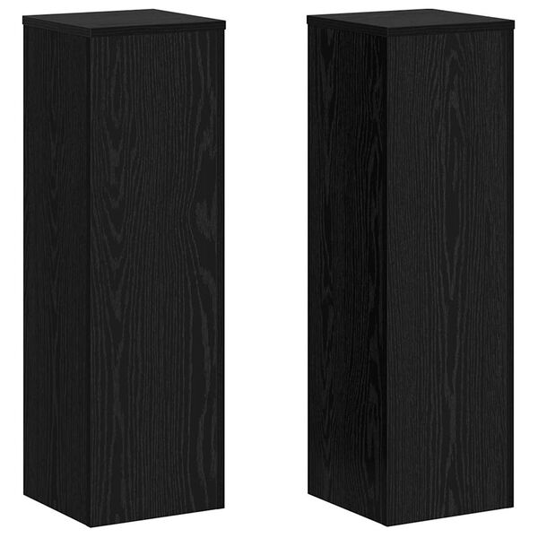 vidaXL Plant Stand 2 pcs Black Oak 9.84 x 9.84 x 31.50 in