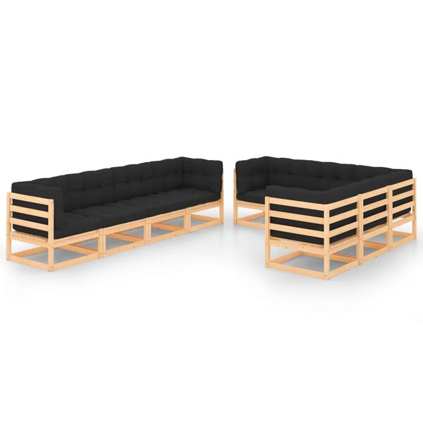 vidaXL Garden Lounge Set Anthracite and Natural Wood Solid Pinewood
