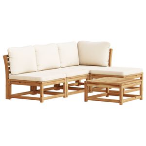 vidaXL Garden Lounge Set Cream White, Natural Wood