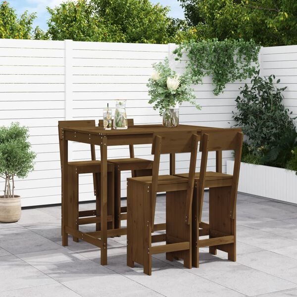 vidaXL Garden Bar Set Honey Brown Solid Pine Wood Medium Footrest
