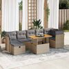 vidaXL Garden Sofa Set Beige Poly Rattan and Acacia Large