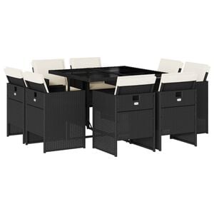 vidaXL Patio Dining Set Set of 8 Beige and Black