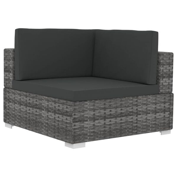 vidaXL Sofa Set Gray + Anthracite PE Rattan + Powder-Coated Steel Frame
