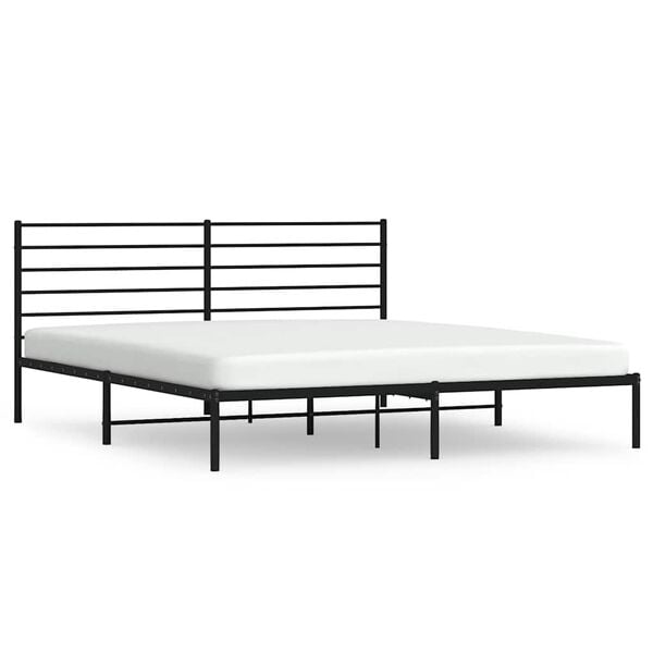 vidaXL Bed Frame Black Steel Double Bed Frame Rectangular