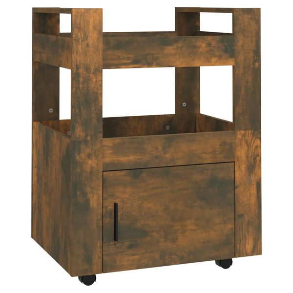 vidaXL Kitchen Trolley Smoked Oak 23.6x17.7x31.5" Engineered Wood