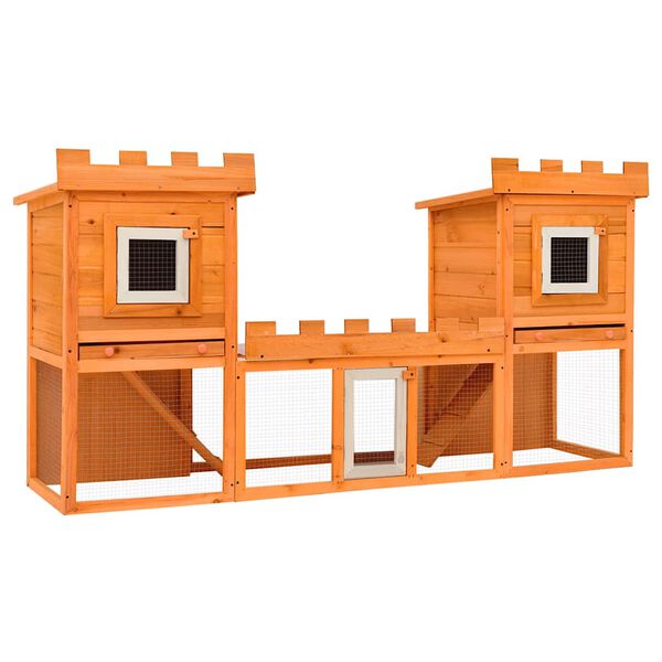vidaXL Rabbit Hutch Brown Pine wood Large Modular Rabbit Hutch