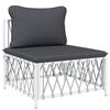 vidaXL Garden Lounge Set White Woven fabric, powder-coated steel, textilene