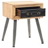 vidaXL Bedside Table Wood Brown, Black Solid Fir Wood, MDF, PU
