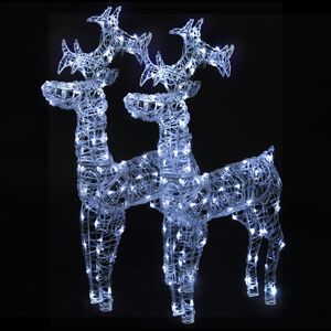 vidaXL Reindeer Christmas Decoration Set of 2 Cool White Acrylic Large