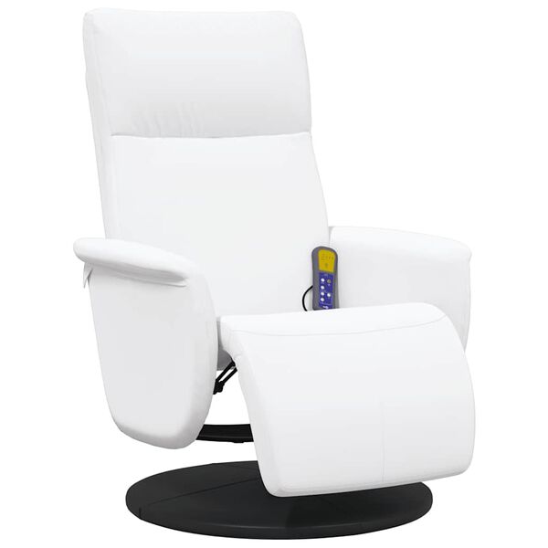 vidaXL Massage Recliner Chair with Footrest White Faux Leather