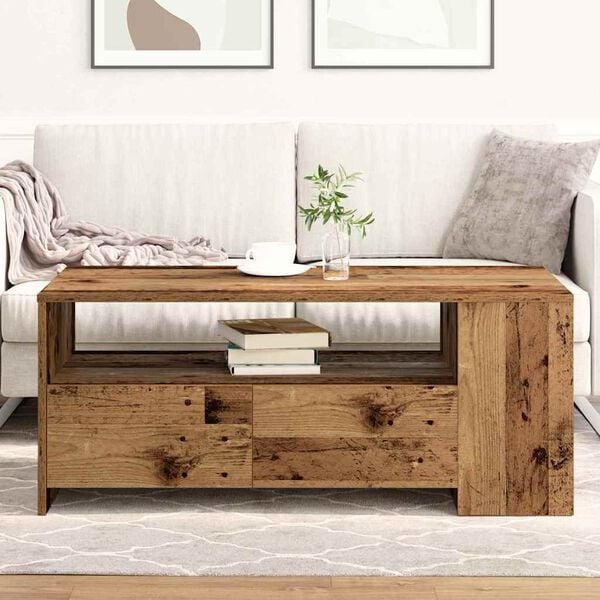 vidaXL Coffee Table Old Wood 40.16 x 21.65 x 17.13 in Engineered Wood