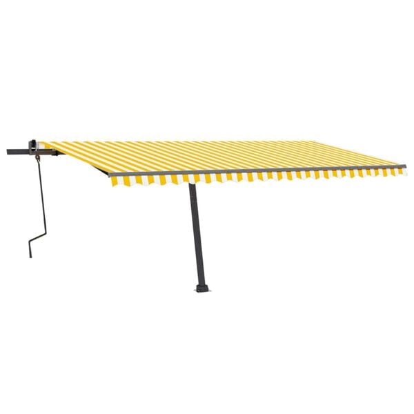 vidaXL Retractable Awning Yellow and White Powder-coated aluminum Large