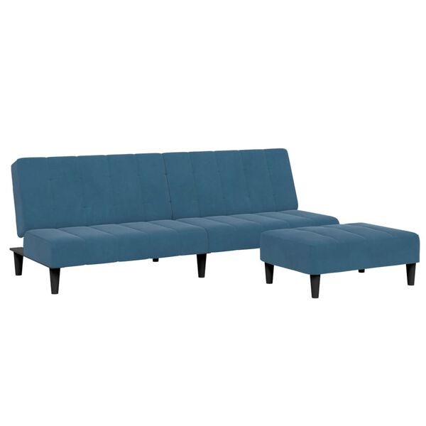 vidaXL Sofa Bed Blue Velvet (100% polyester), wood, plastic, foam Medium